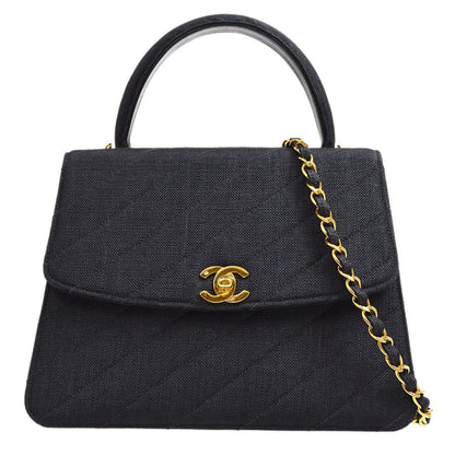 CHANEL 1991-1994 Diagonal Kelly 25 Black Canvas