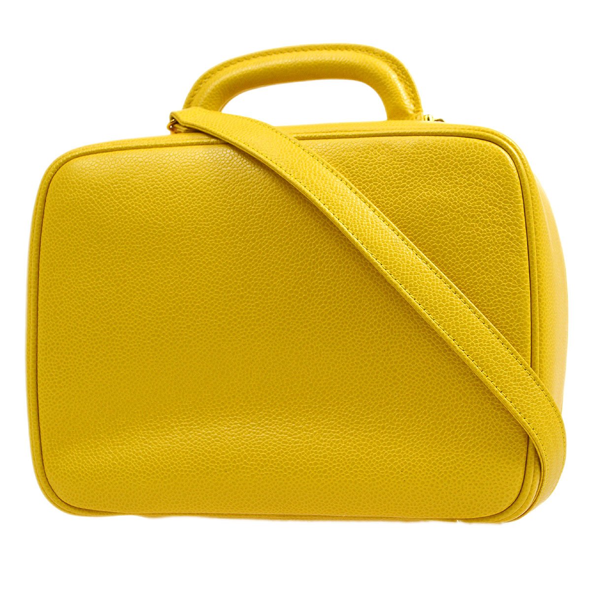 CHANEL 1997-1999 Yellow Caviar Lunch Box Vanity