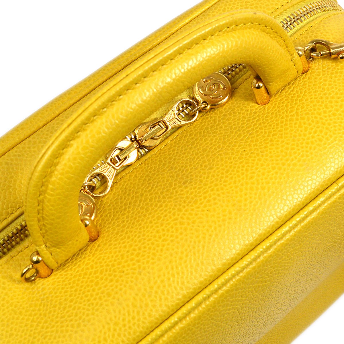 CHANEL 1997-1999 Yellow Caviar Lunch Box Vanity