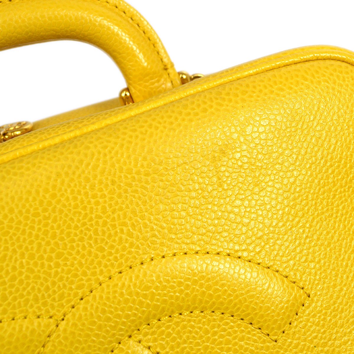 CHANEL 1997-1999 Yellow Caviar Lunch Box Vanity