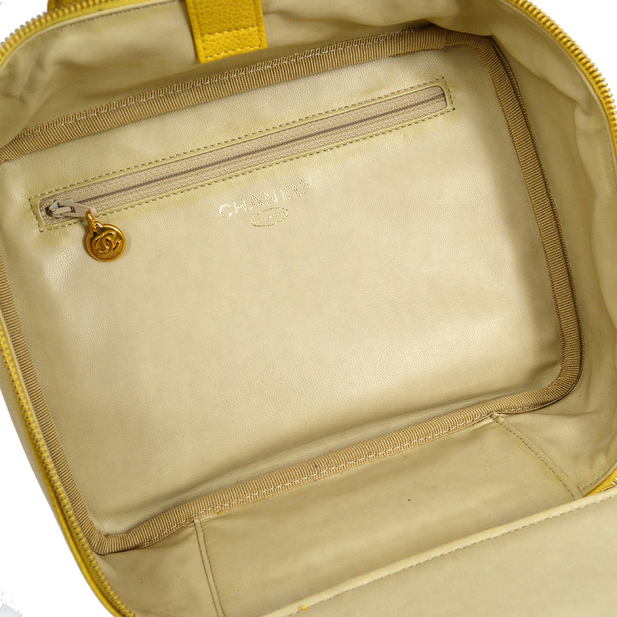 CHANEL 1997-1999 Yellow Caviar Lunch Box Vanity
