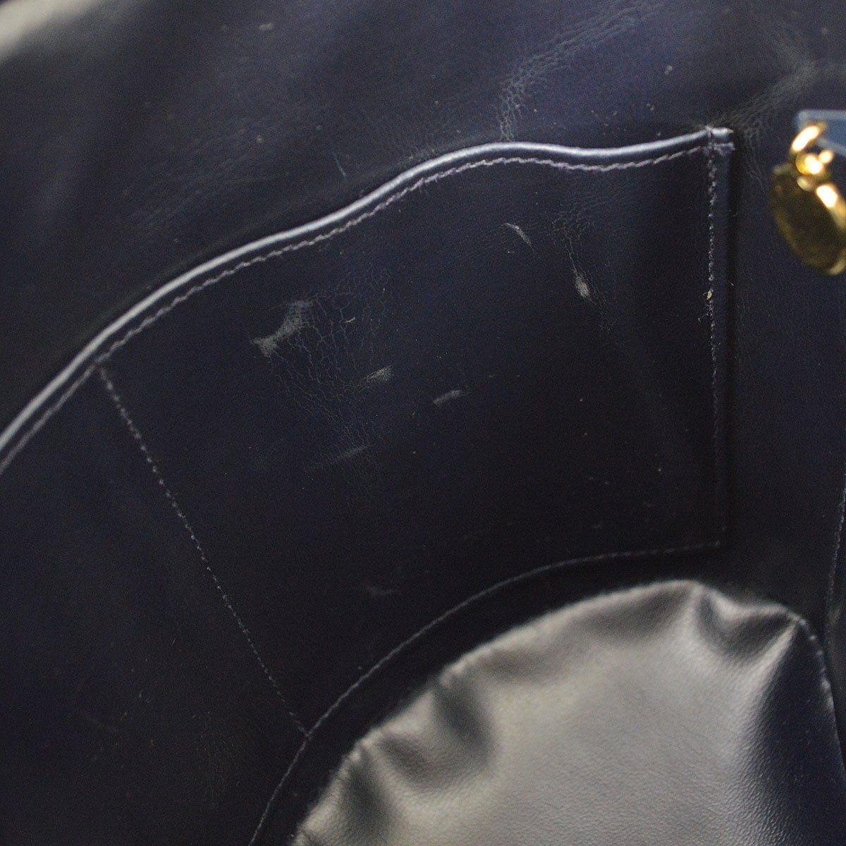 CHANEL 1990s Chevron Vanity Handbag Navy Caviar