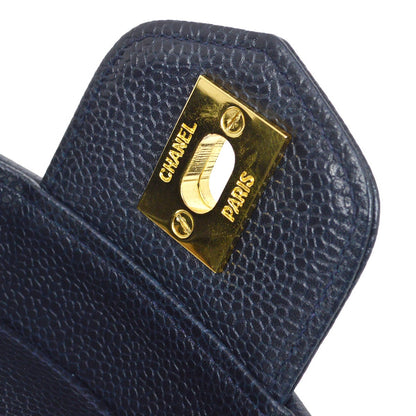 CHANEL 1990s Chevron Vanity Handbag Navy Caviar