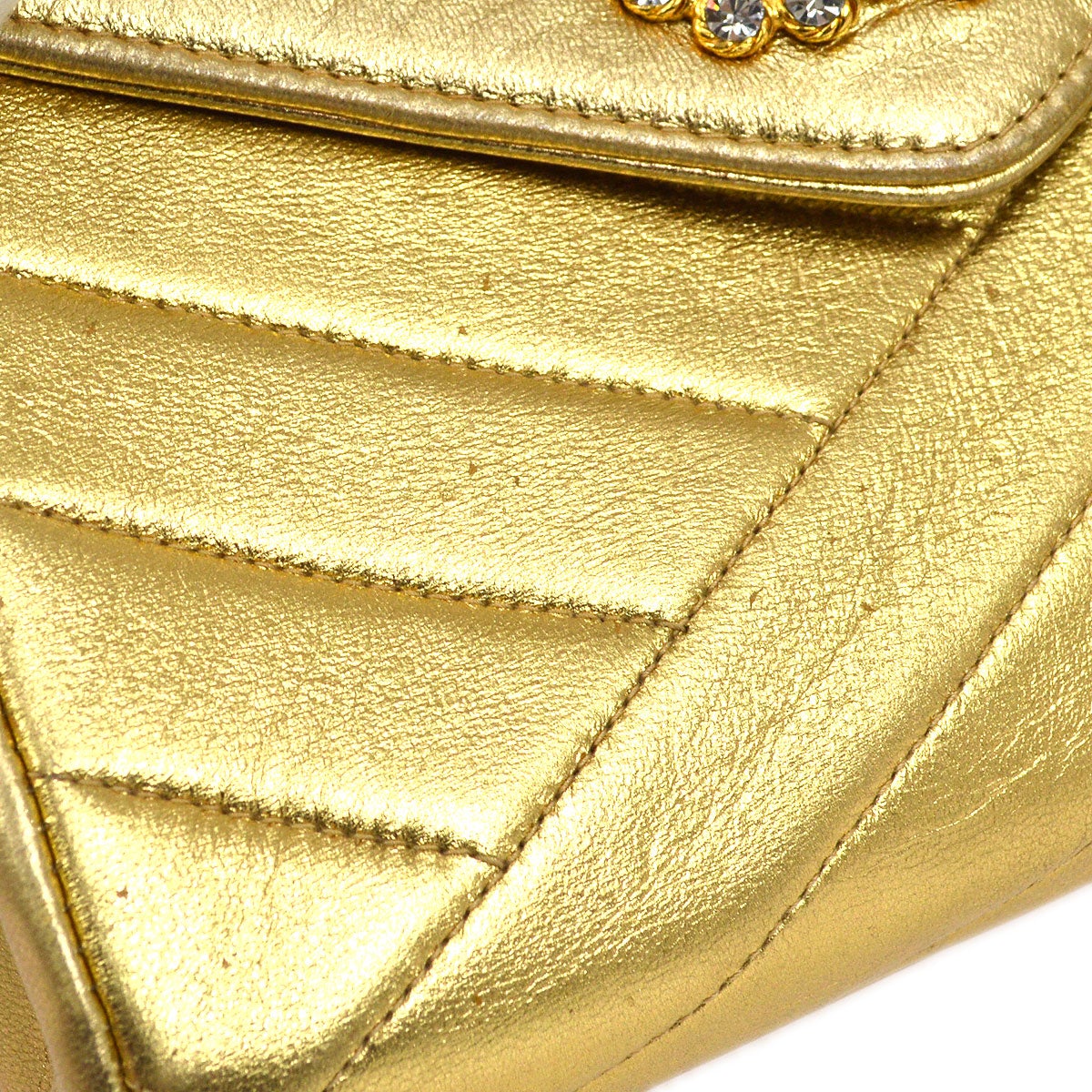 CHANEL 1991-1994 Christal & Gold CC Diagonal Evening Bag