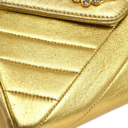 CHANEL 1991-1994 Christal & Gold CC Diagonal Evening Bag