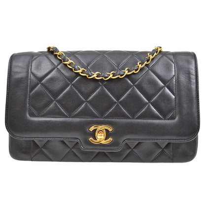 CHANEL 1991-1994 Border Flap Medium Black Lambskin