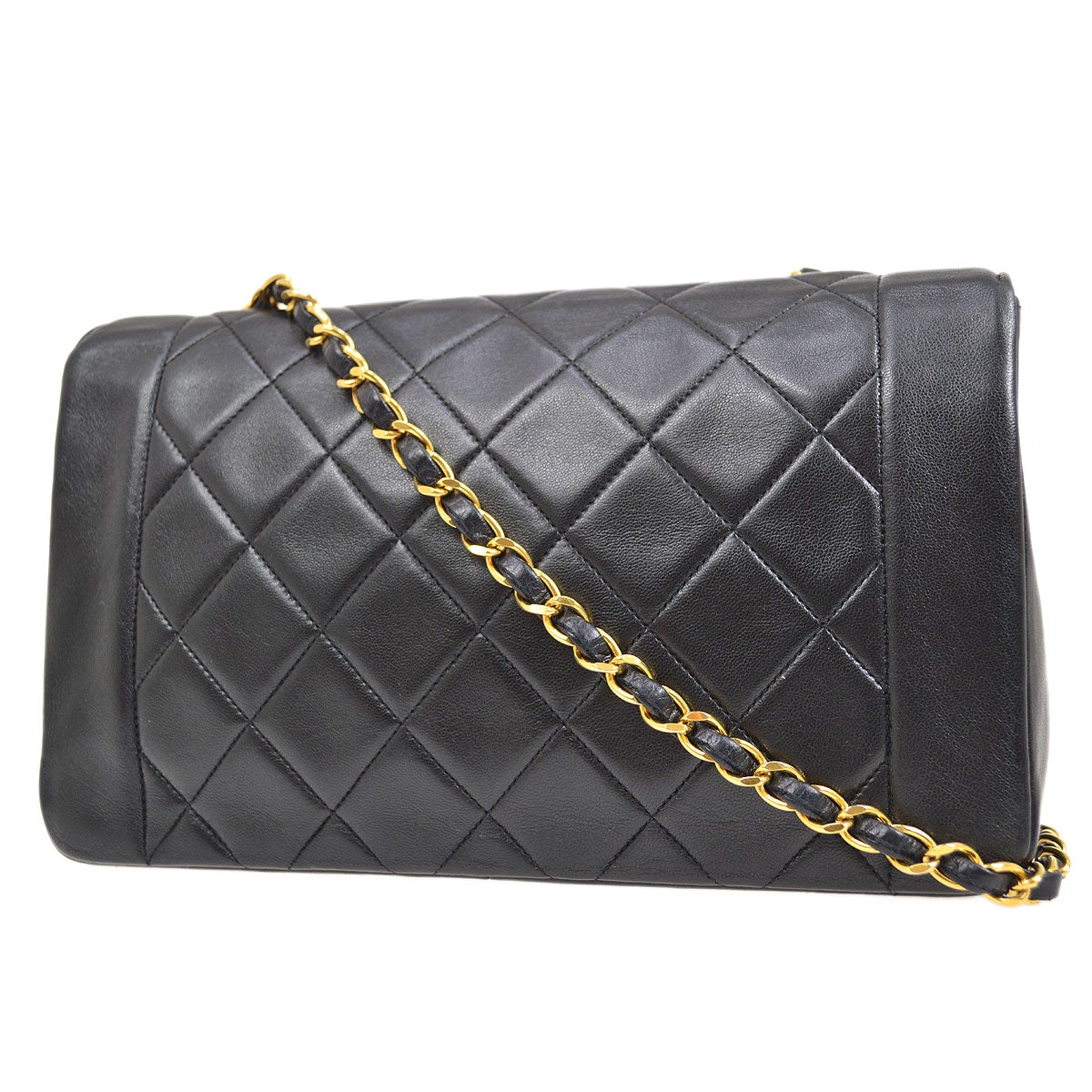 CHANEL 1991-1994 Border Flap Medium Black Lambskin