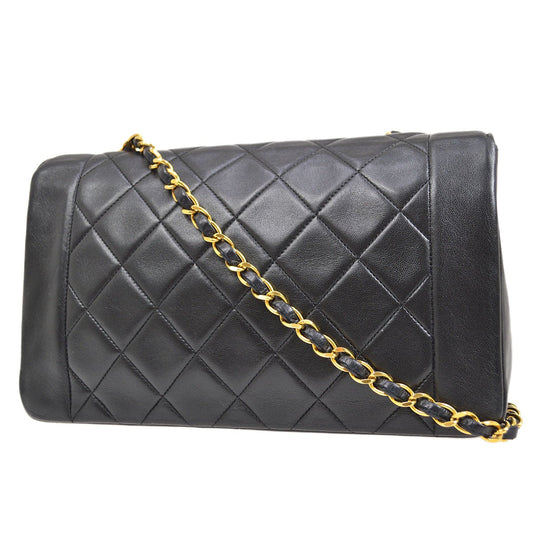CHANEL 1991-1994 Border Flap Medium Black Lambskin