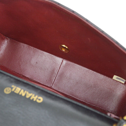 CHANEL 1991-1994 Border Flap Medium Black Lambskin