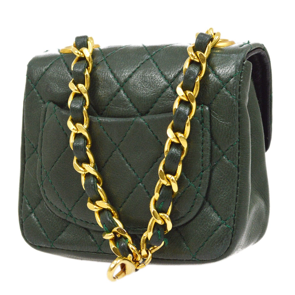CHANEL 1990s Green Lambskin Belt Bag Micro