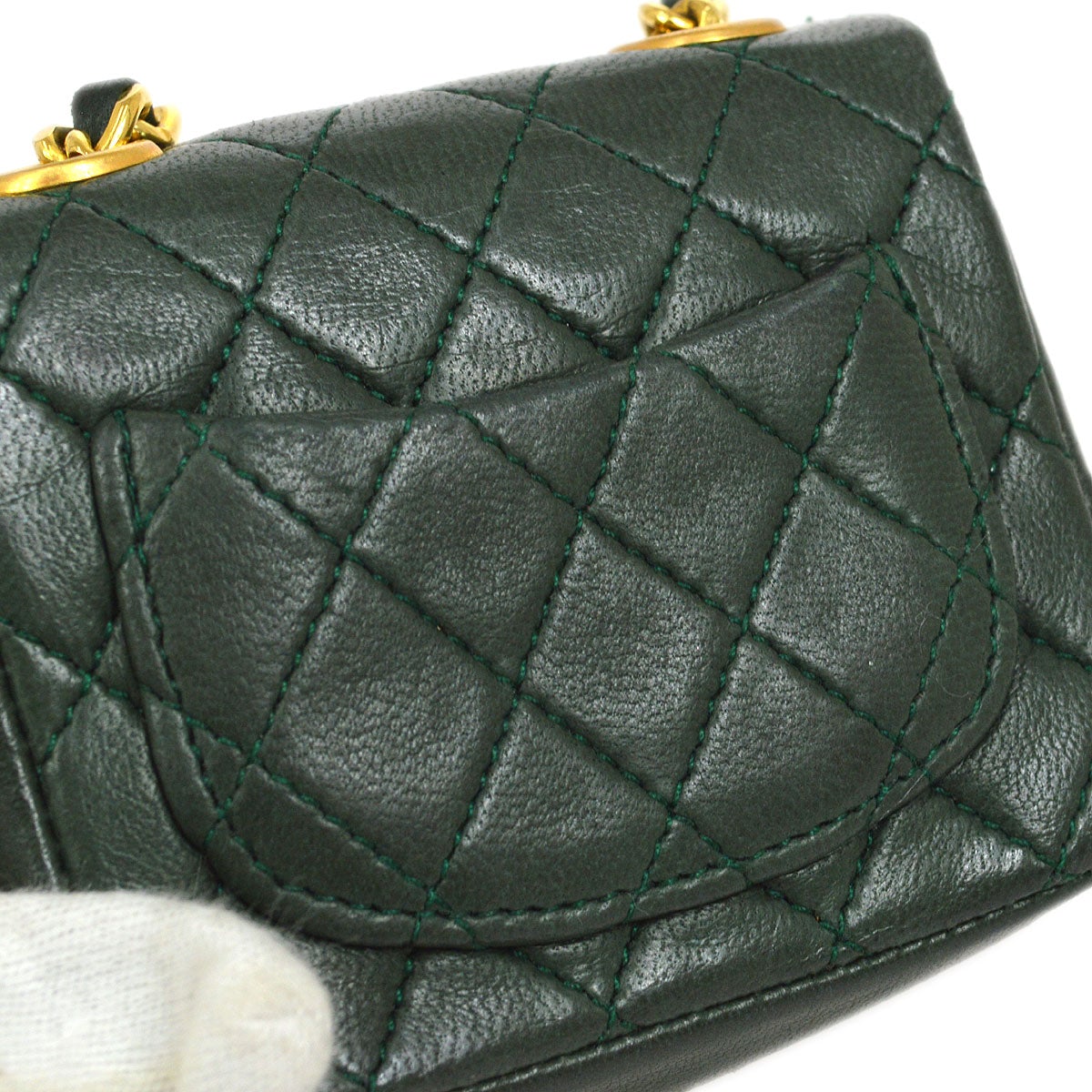 CHANEL 1990s Green Lambskin Belt Bag Micro