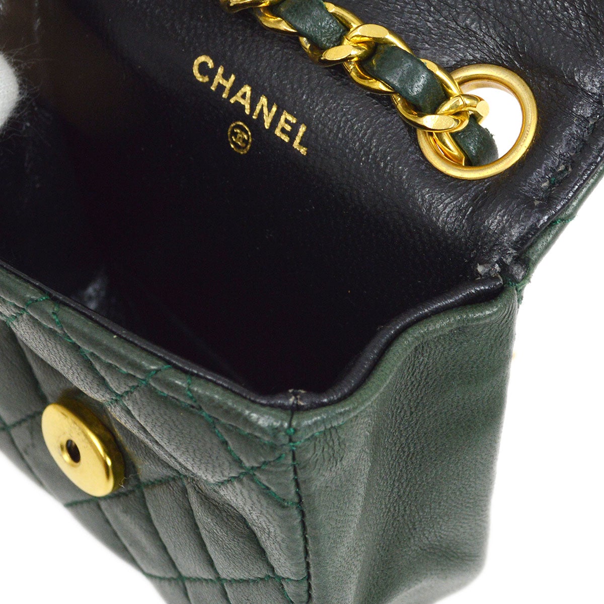 CHANEL 1990s Green Lambskin Belt Bag Micro