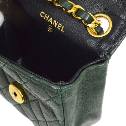 CHANEL 1990s Green Lambskin Belt Bag Micro