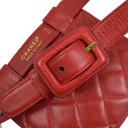 CHANEL 1996-1997 Red Caviar Round Belt Bag #75