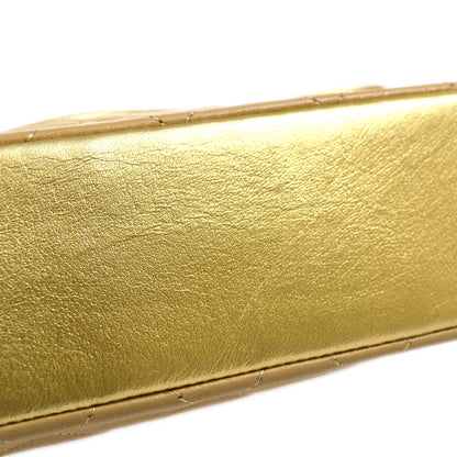 CHANEL 1989-1991 Beige Gold Lambskin Curved Flap Mini
