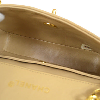 CHANEL 1989-1991 Beige Gold Lambskin Curved Flap Mini