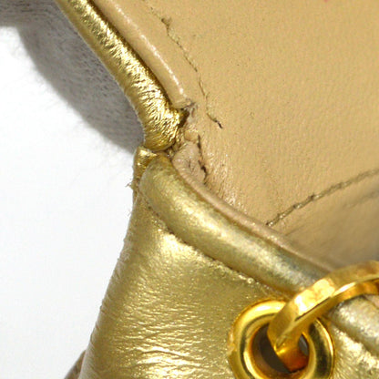 CHANEL 1989-1991 Beige Gold Lambskin Curved Flap Mini