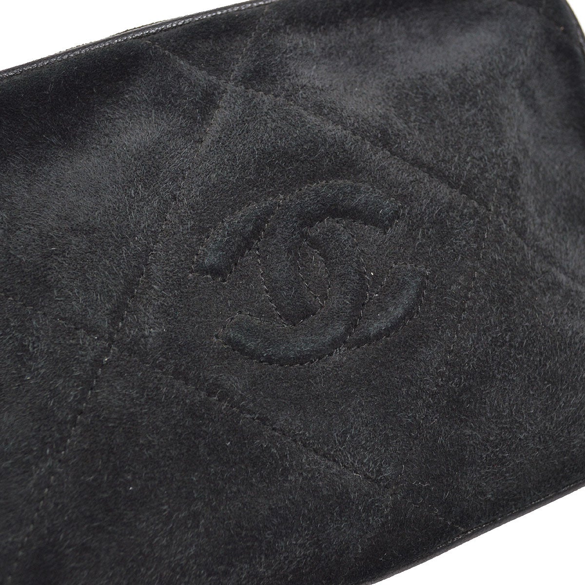 CHANEL 1986-1988 Black Suede Diamond Camera Bag Mini