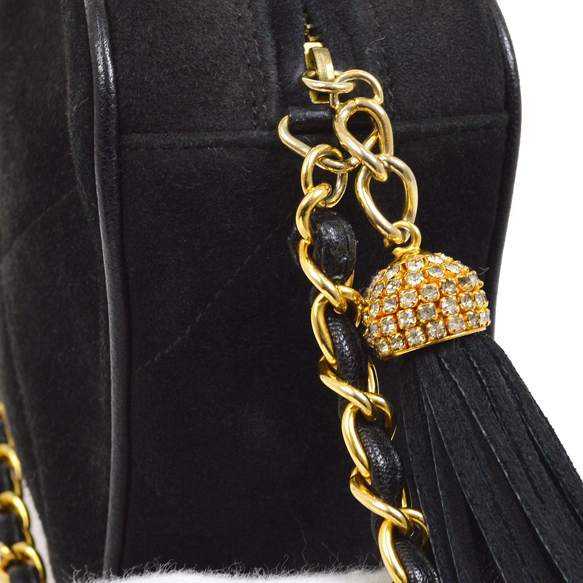 CHANEL 1986-1988 Black Suede Diamond Camera Bag Mini