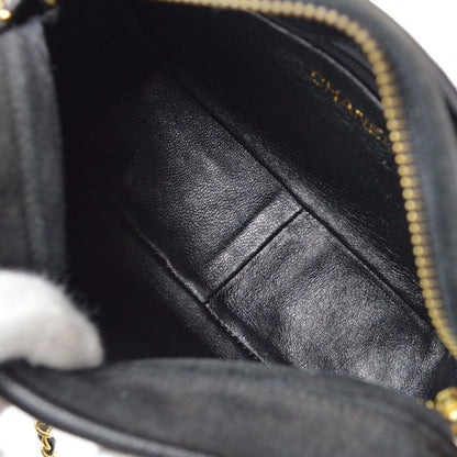 CHANEL 1986-1988 Black Suede Diamond Camera Bag Mini