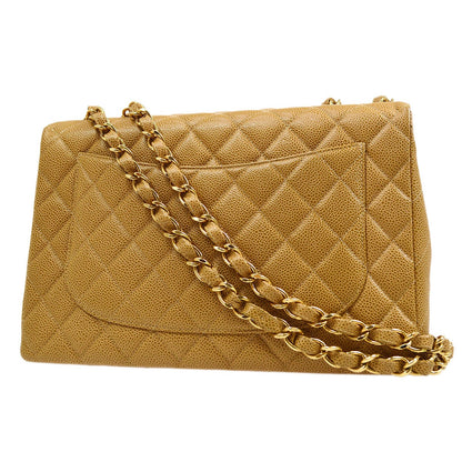 CHANEL 2000-2001 Beige Caviar Classic Flap Jumbo