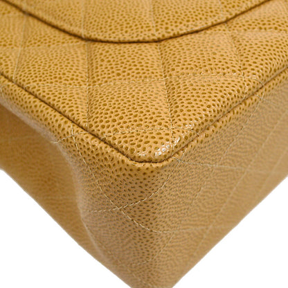 CHANEL 2000-2001 Beige Caviar Classic Flap Jumbo