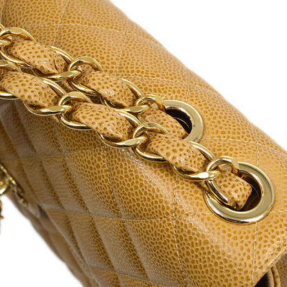 CHANEL 2000-2001 Beige Caviar Classic Flap Jumbo