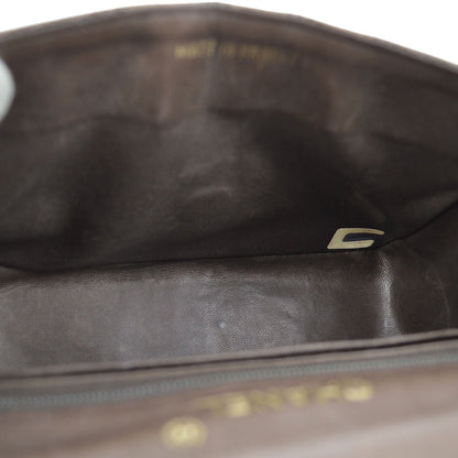 CHANEL 1989-1991 Classic Square Flap 17 Brown Lizard