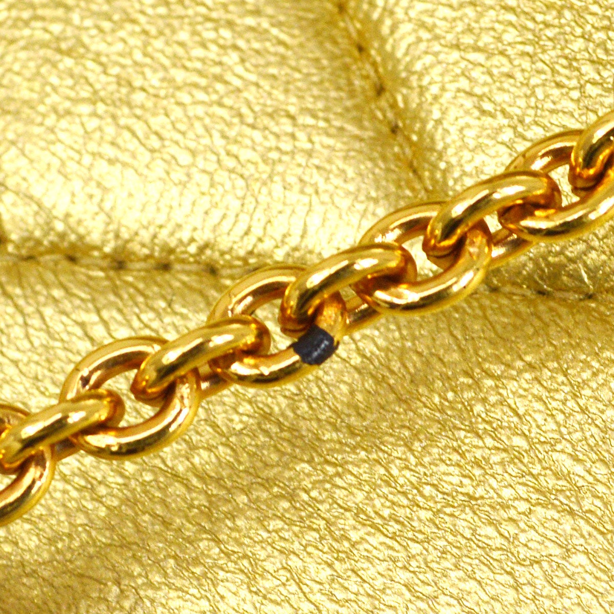 CHANEL 1991-1994 Gold Lambskin Diagonal Rhinestone CC Evening Bag