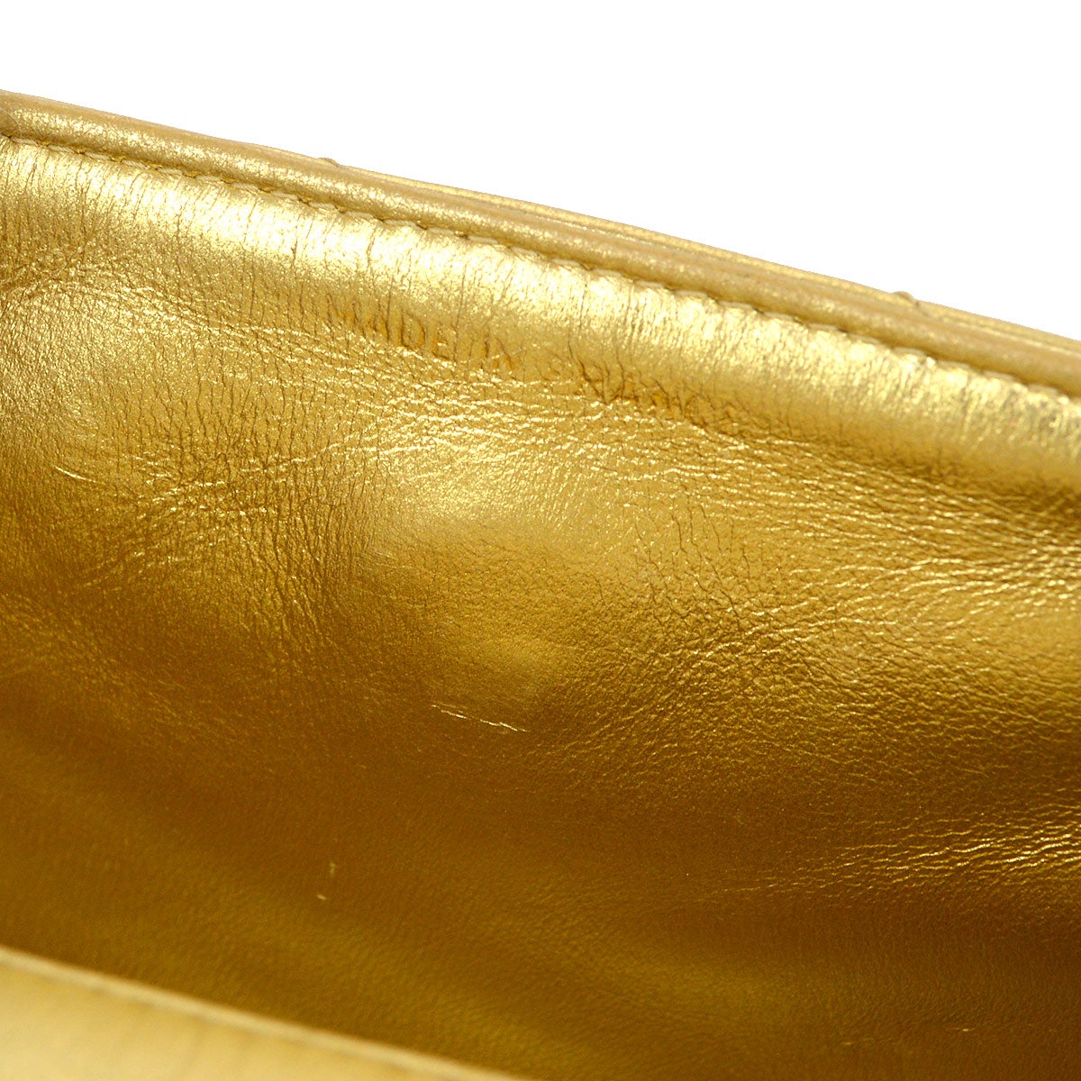 CHANEL 1991-1994 Gold Lambskin Diagonal Rhinestone CC Evening Bag