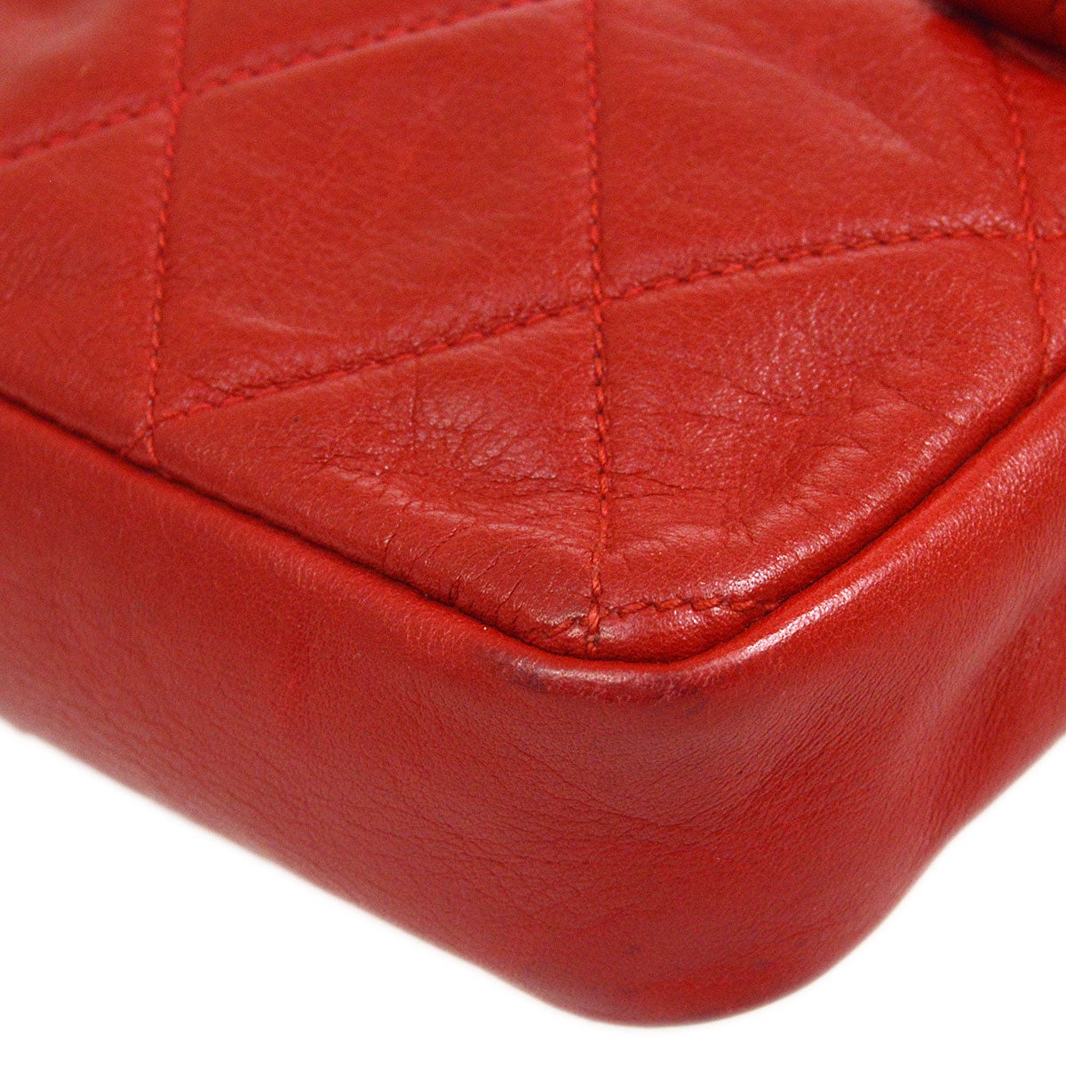 CHANEL 1991-1994 Red Lambskin Quilted Belt Bag