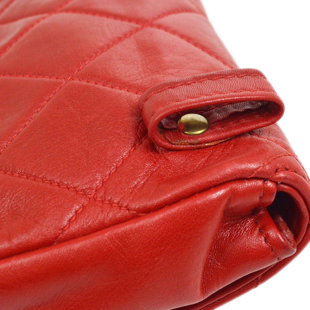 CHANEL 1991-1994 Red Lambskin Quilted Belt Bag