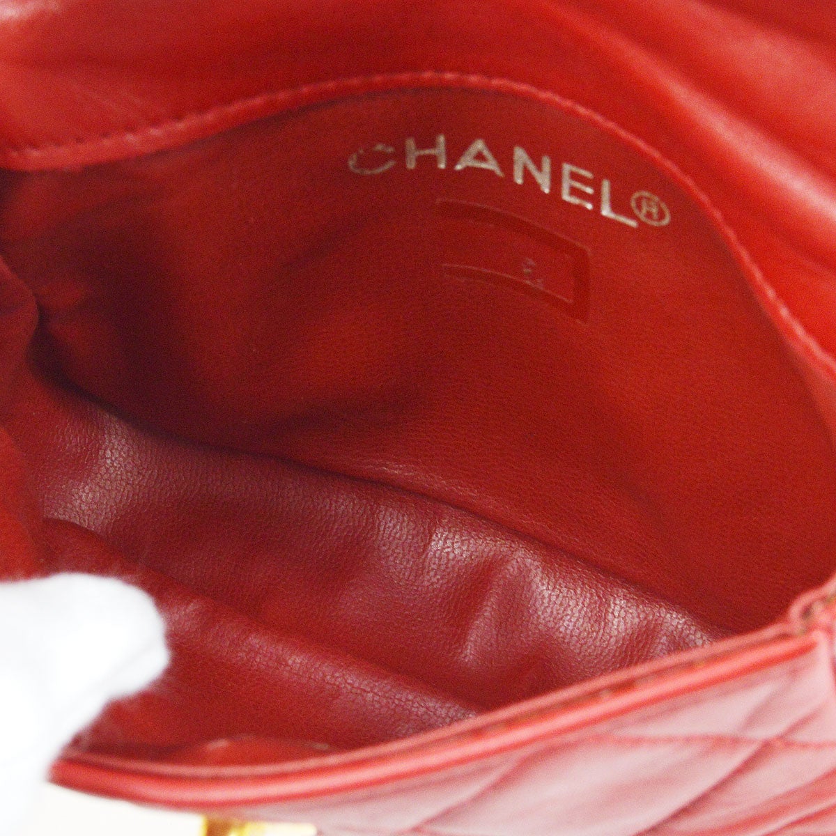 CHANEL 1991-1994 Red Lambskin Quilted Belt Bag