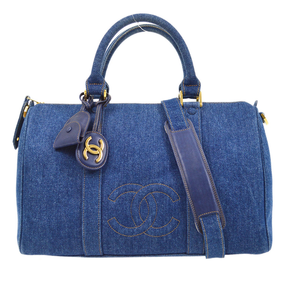 CHANEL 1996-1997 Indigo Denim 2way Boston 36