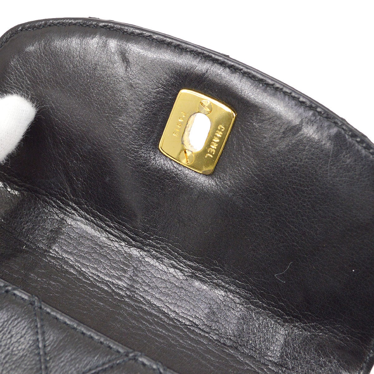 CHANEL 1991-1994 Black Lambskin Cosmoline Belt Bag #70
