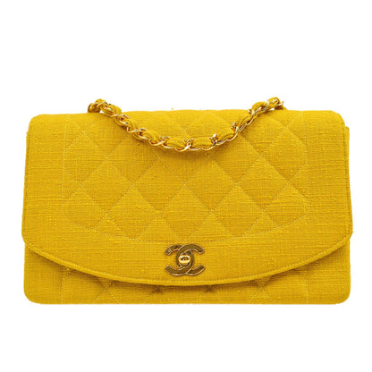 CHANEL 1991-1994 Yellow Linen Diana Medium