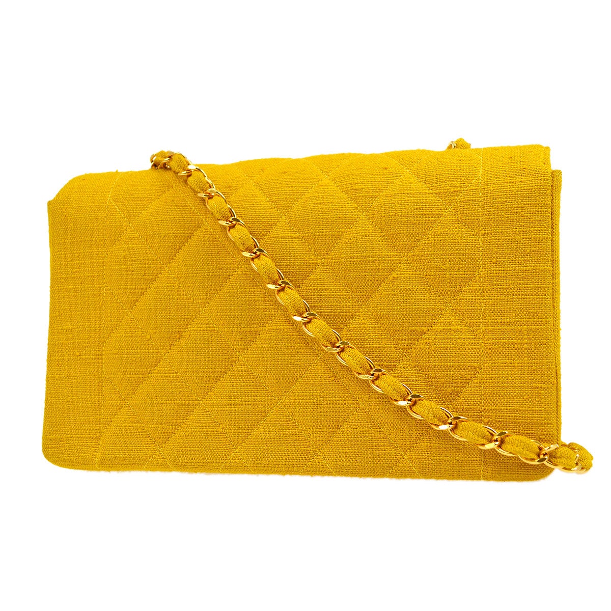 CHANEL 1991-1994 Yellow Linen Diana Medium