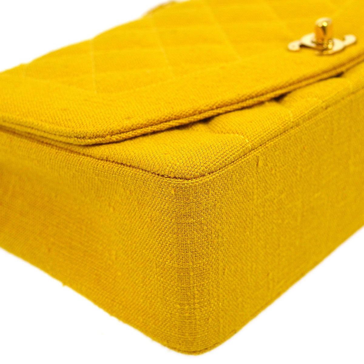 CHANEL 1991-1994 Yellow Linen Diana Medium
