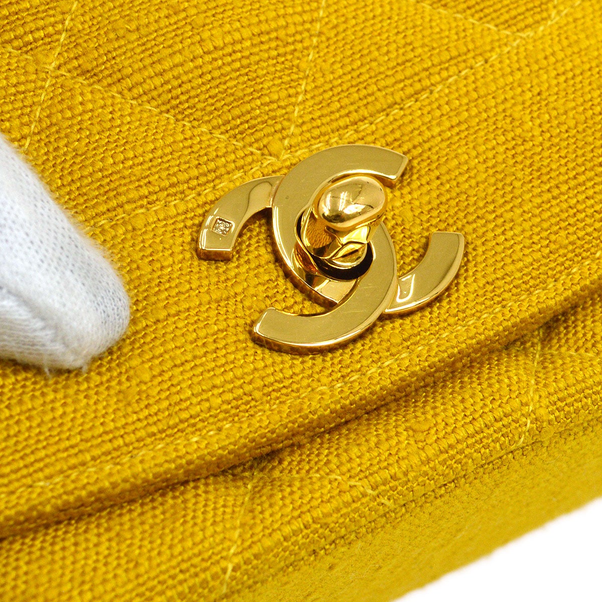 CHANEL 1991-1994 Yellow Linen Diana Medium