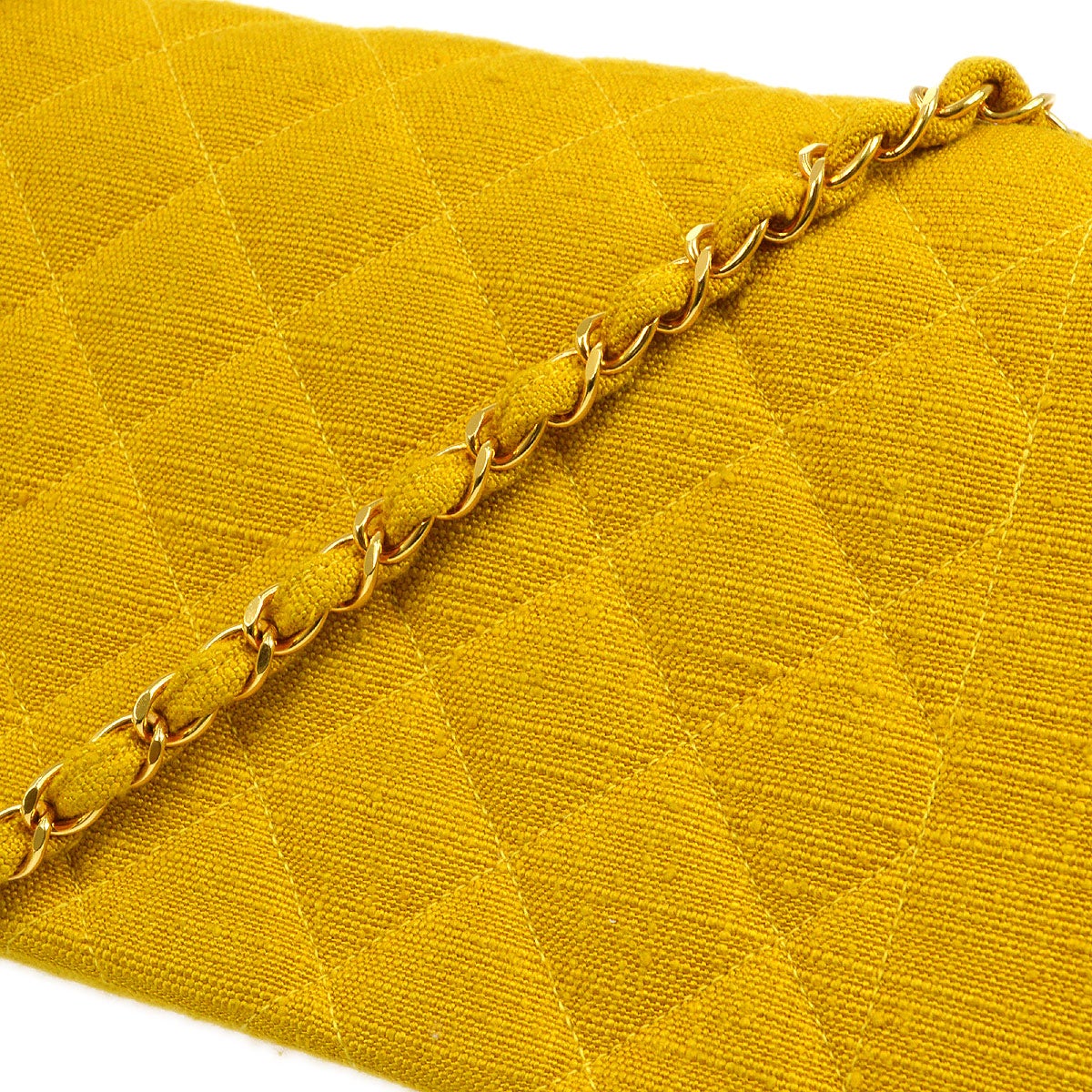 CHANEL 1991-1994 Yellow Linen Diana Medium