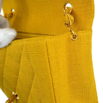 CHANEL 1991-1994 Yellow Linen Diana Medium