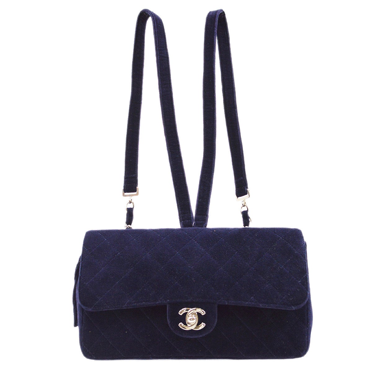 CHANEL 1996-1997 Purple Velvet Classic Flap Backpack Medium