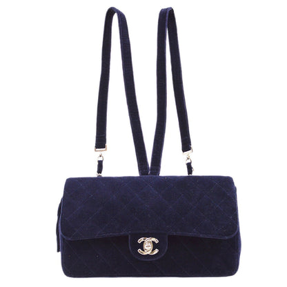 CHANEL 1996-1997 Purple Velvet Classic Flap Backpack Medium