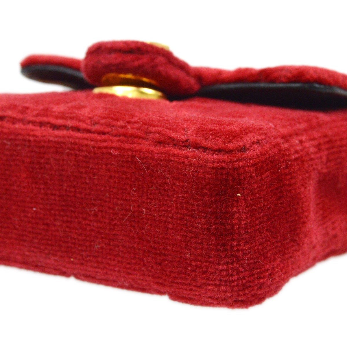 CHANEL 1989-1991 Red Velvet Classic Flap Micro