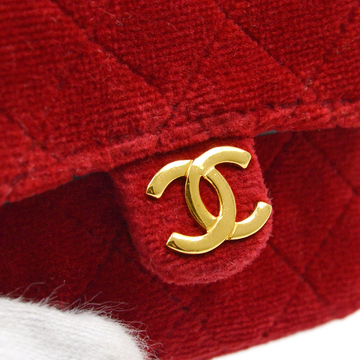 CHANEL 1989-1991 Red Velvet Classic Flap Micro