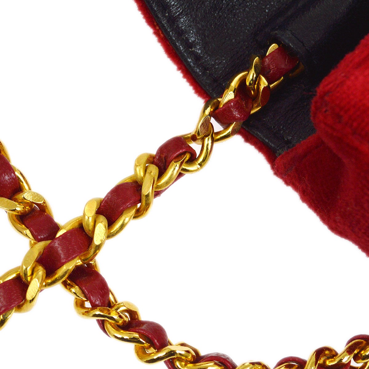 CHANEL 1989-1991 Red Velvet Classic Flap Micro