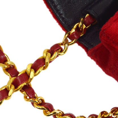 CHANEL 1989-1991 Red Velvet Classic Flap Micro