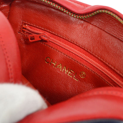CHANEL 1986-1988 Red Navy Lambskin Camera Bag