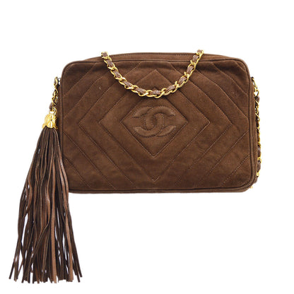 CHANEL 1991-1994 Brown Suede Diamond Camera Bag Small