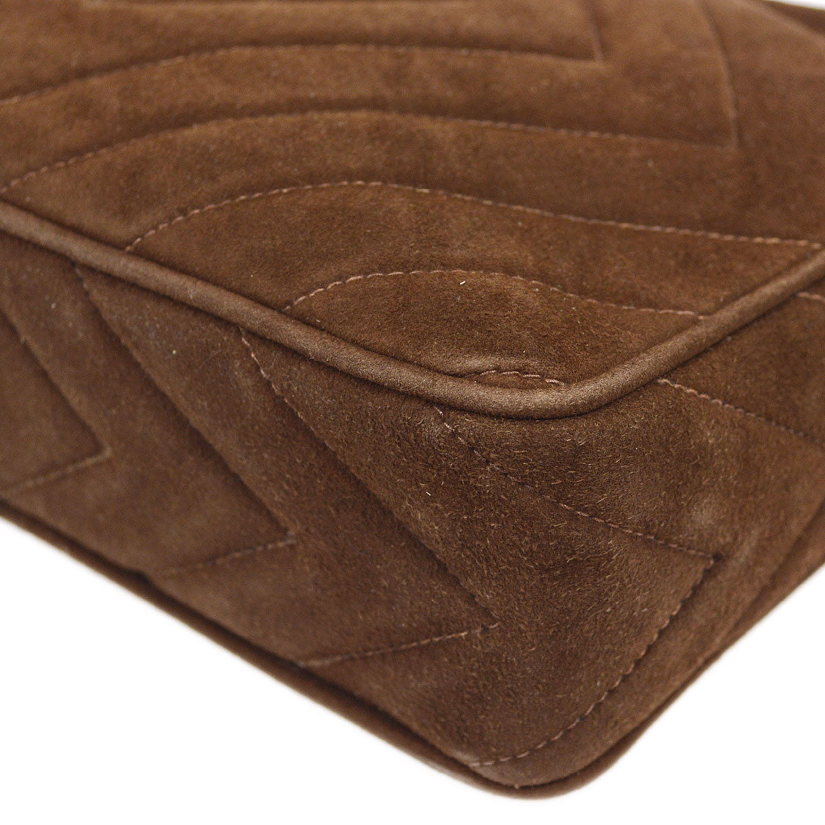 CHANEL 1991-1994 Brown Suede Diamond Camera Bag Small